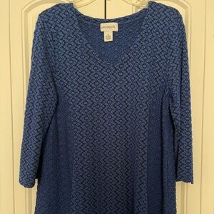 Peck & Peck Floral Blue Long Sleeve Dress